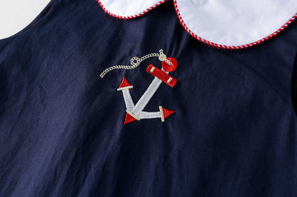 AN1695韓版兒童海軍風刺繡裙2024.05.03