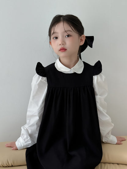 CA4621秋季女童學院風襯衫飛袖連衣裙套裝2024.08.06
