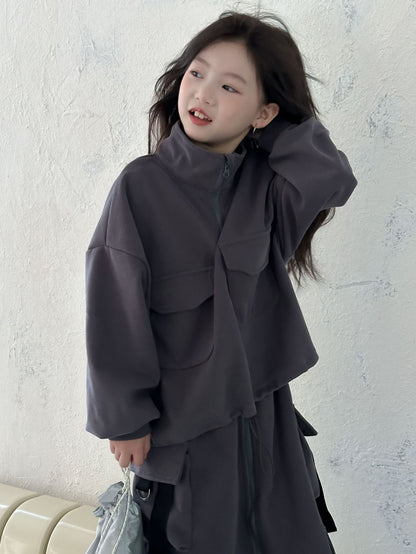 CA4657秋季女童設計感套頭衫衛衣長裙兩件套2024.08.06