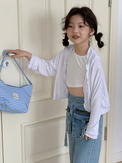 CJ4325夏季中大女童白色防曬外套2024.06.28