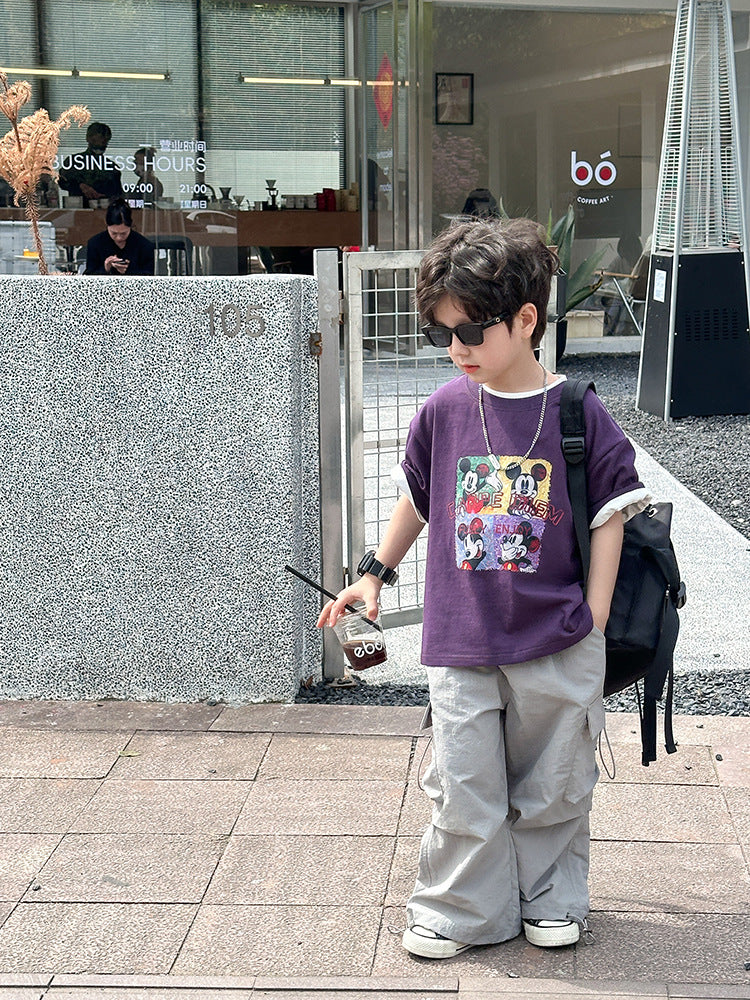 EK0149夏季男童四格卡通純棉短袖T恤2024.07.09