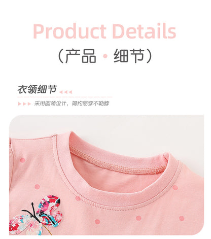 BF9315歐美刺繡印花短袖圓領兒童公主裙2024.02.23