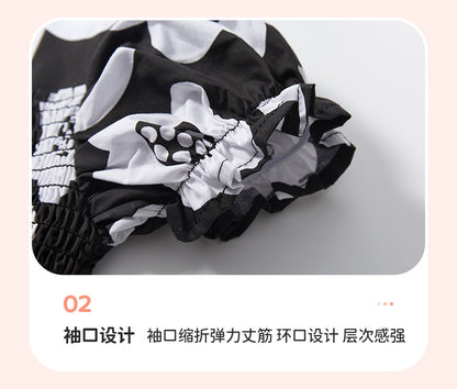 AM1818夏季簡約花朵短袖連衣裙2024.03.05