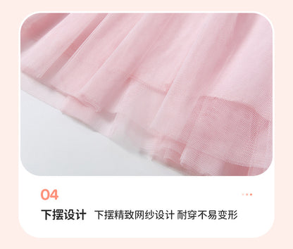 AM1871夏季網紗芭蕾女孩短袖連衣裙2024.03.05
