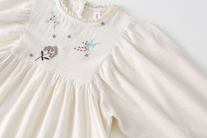 AF1660韓版春季刺繡長袖公主連衣裙2024.02.20