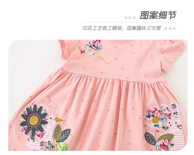 BF9315歐美刺繡印花短袖圓領兒童公主裙2024.02.23