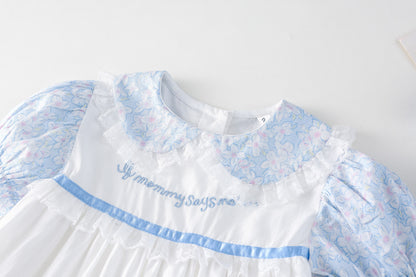 AN1694夏季女童法式氣質蕾絲泡泡袖公主裙2024.05.03