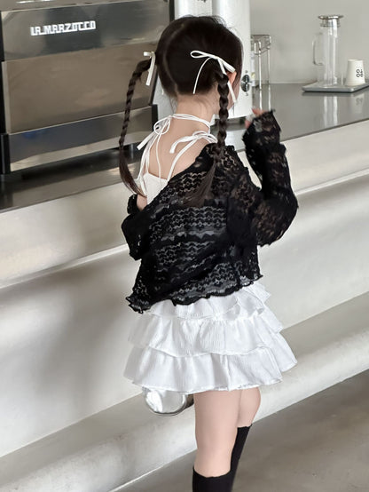 CJ4968夏季女童蕾絲純色防曬外套2024.06.11