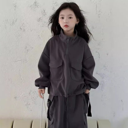 CA4657秋季女童設計感套頭衫衛衣長裙兩件套2024.08.06