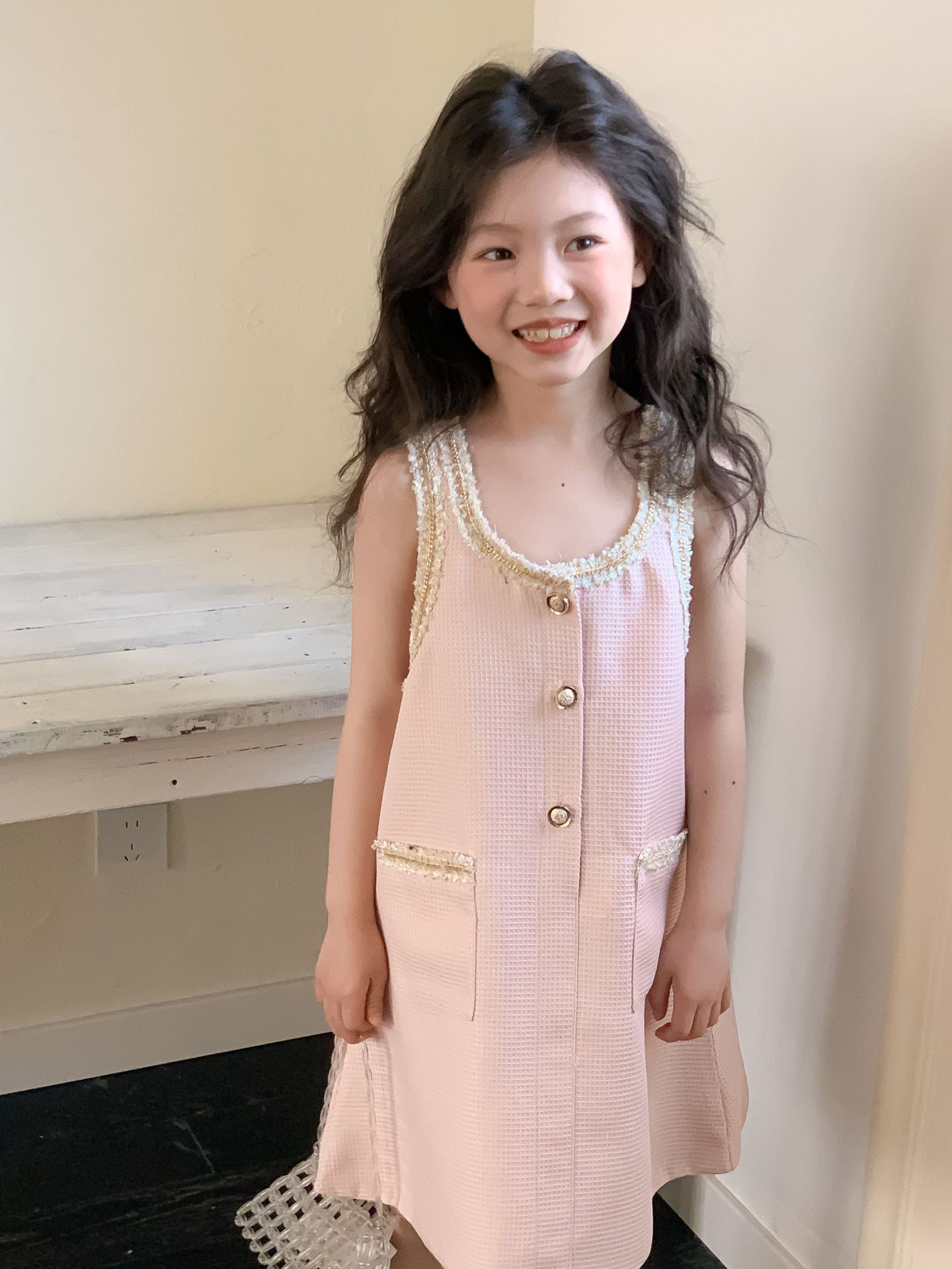 CJ4322夏季中大女童小香風無袖花邊公主裙2024.06.28