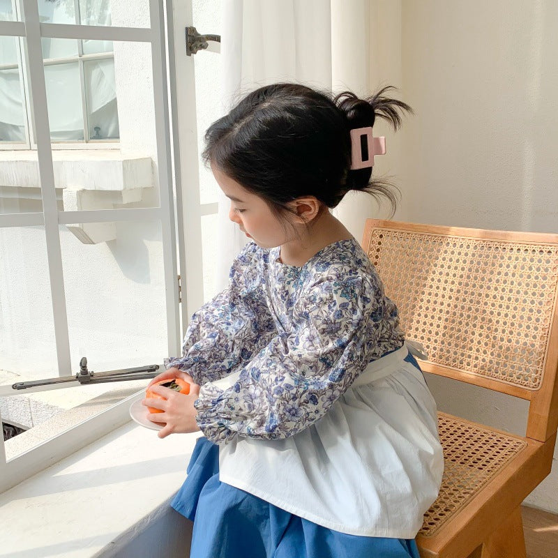 AF1052春秋韓版碎花襯衫女僕半身裙三件套2024.02.20
