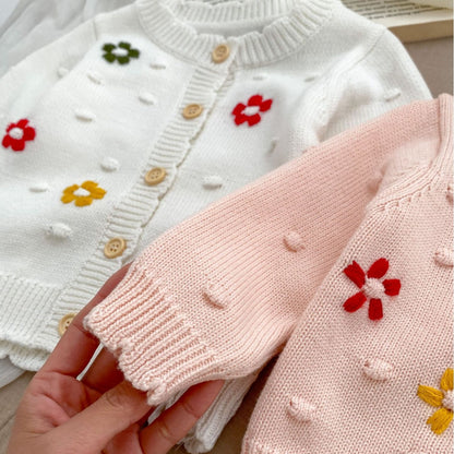 DF6001春秋季嬰幼兒毛衣手工勾花針織開衫2024.02.27