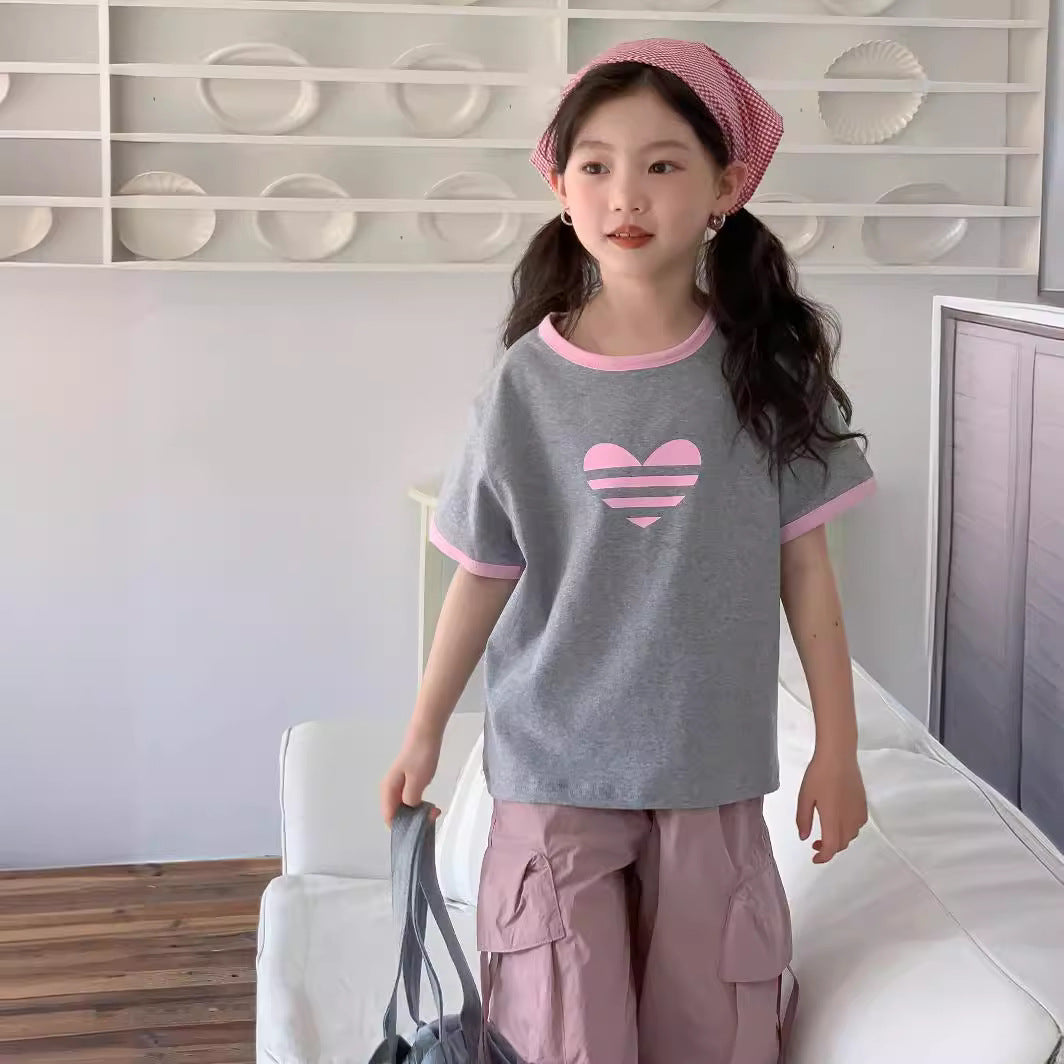 CJ4300夏季中大女童愛心短袖t恤2024.06.28