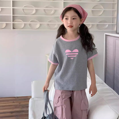 CJ4300夏季中大女童愛心短袖t恤2024.06.28