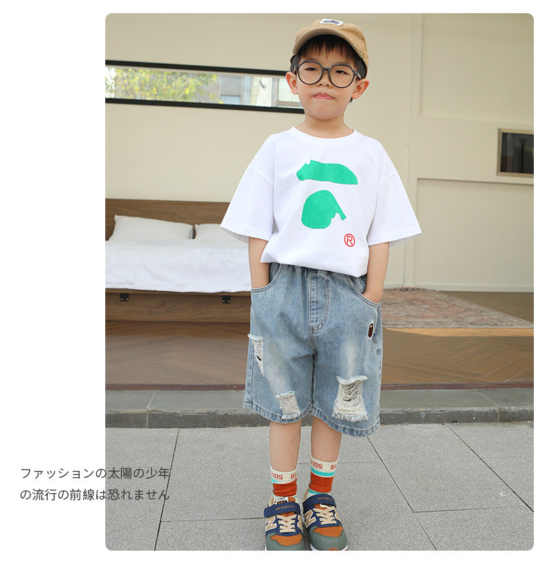 EM3369夏季復古水洗破洞牛仔短褲2024.03.22