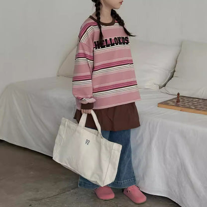 CA4658秋季女童彩條字母繡花休閒衛衣2024.08.06