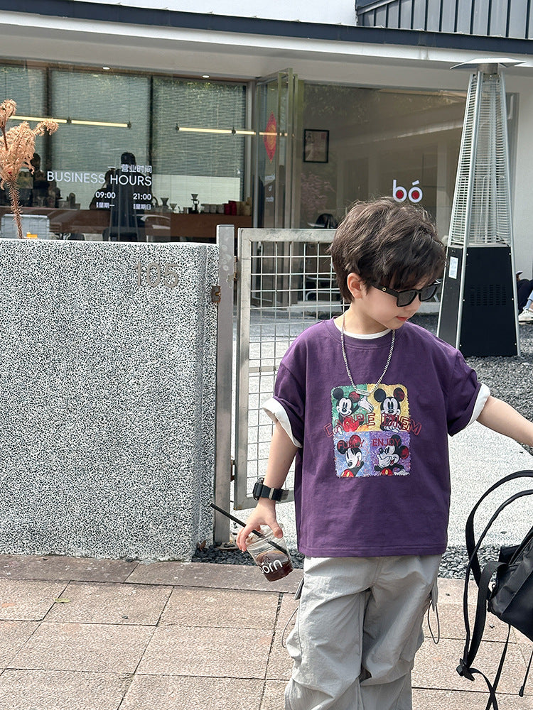 EK0149夏季男童四格卡通純棉短袖T恤2024.07.09