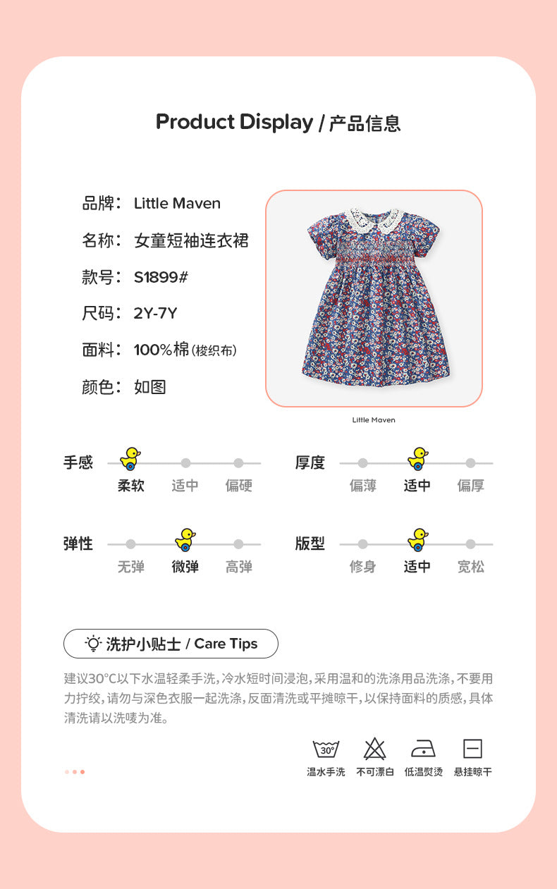 AM1899翻領碎花純棉短袖連衣裙2024.03.05