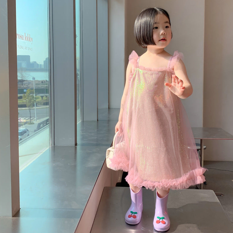 AJ1187韓版吊帶亮片網紗連衣裙2023.06.20