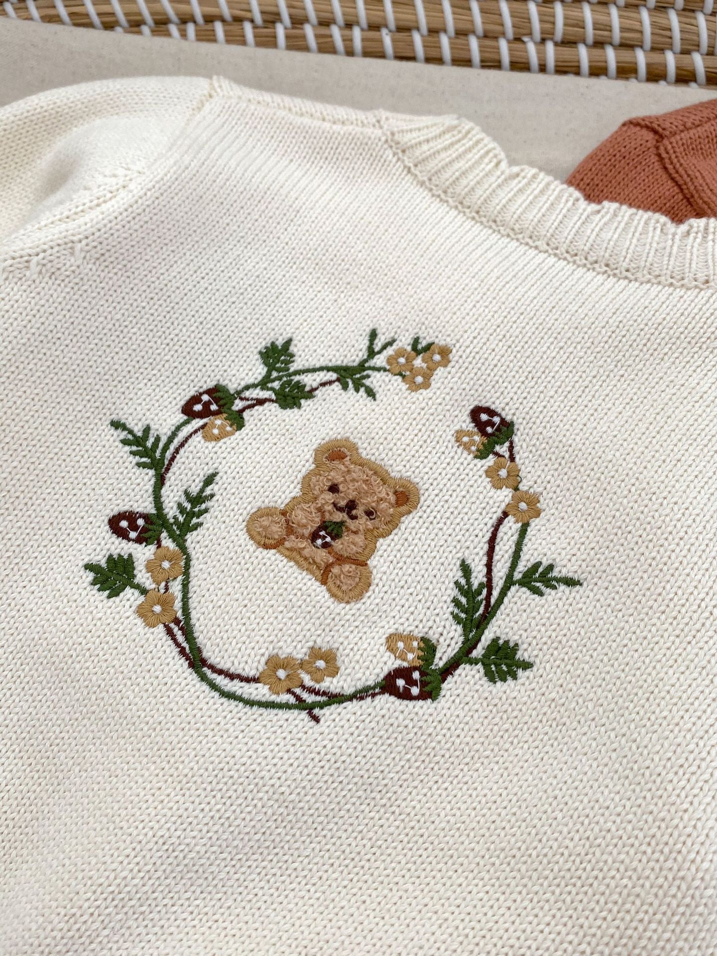 DH2087春款百搭可愛小熊刺繡針織開衫長袖毛衣2024.01.09