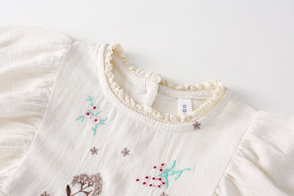 AF1660韓版春季刺繡長袖公主連衣裙2024.02.20