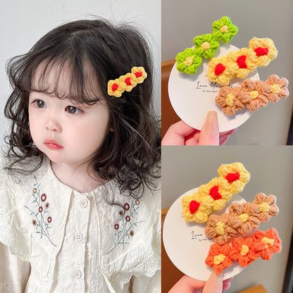 FF3597秋季女孩毛線花朵可愛髮夾2024.02.23
