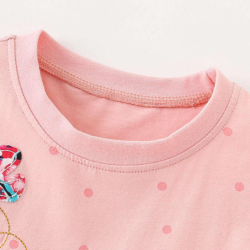 BF9315歐美刺繡印花短袖圓領兒童公主裙2024.02.23