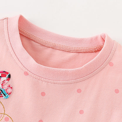BF9315歐美刺繡印花短袖圓領兒童公主裙2024.02.23