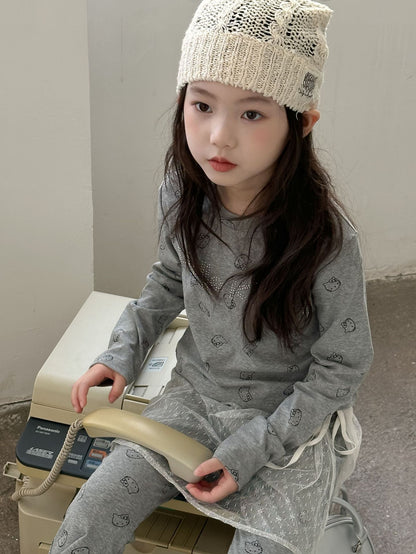 CA4673秋季韓版女童可愛印花t恤喇叭褲兩件套2024.08.06