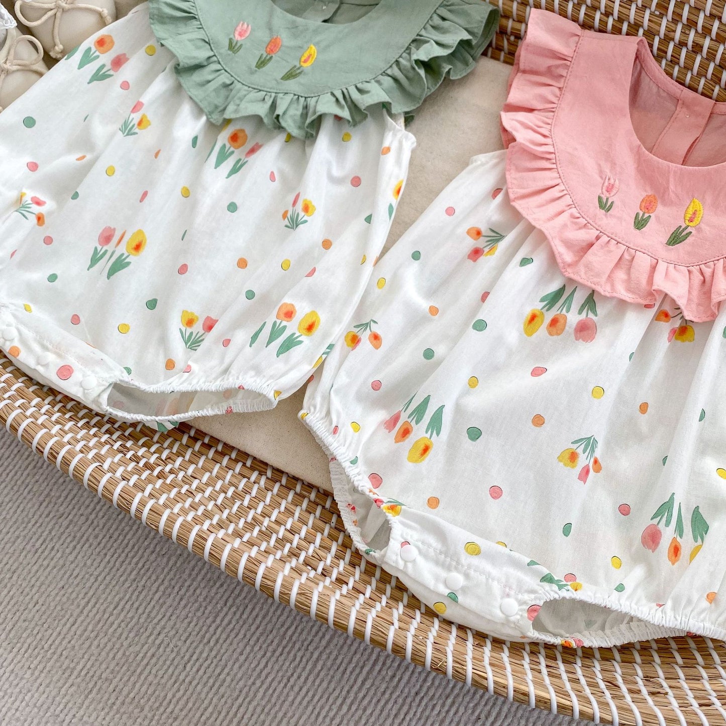 DF0062夏季甜美花朵刺繡無袖三角包屁衣2024.02.27