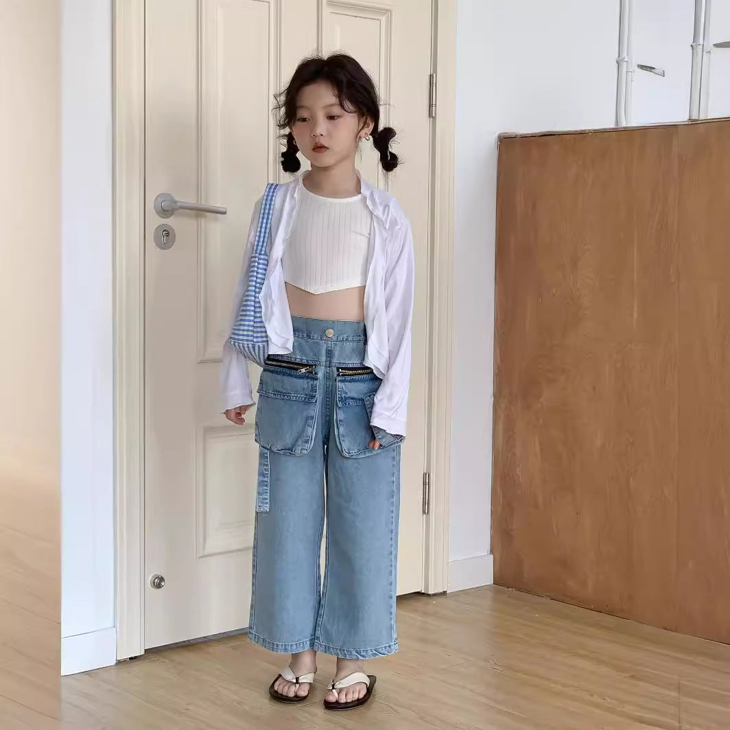 CJ4325夏季中大女童白色防曬外套2024.06.28