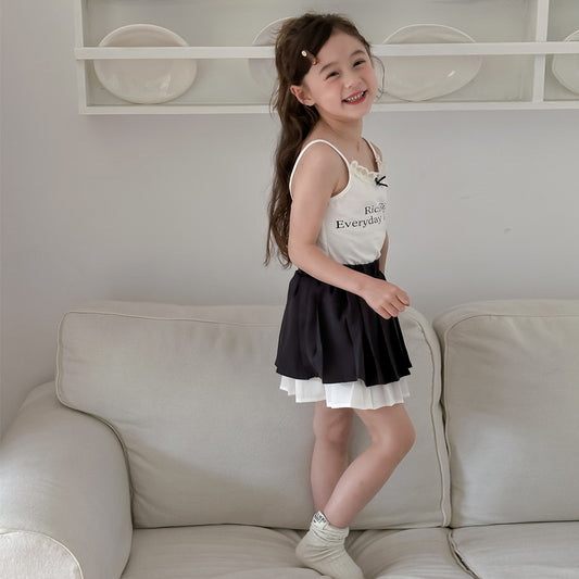 CA4868夏季女童甜美花邊蝴蝶結吊帶衫2024.04.09