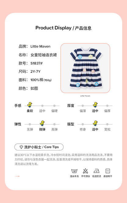 AM1837夏季條紋短袖純棉公主裙2024.03.05