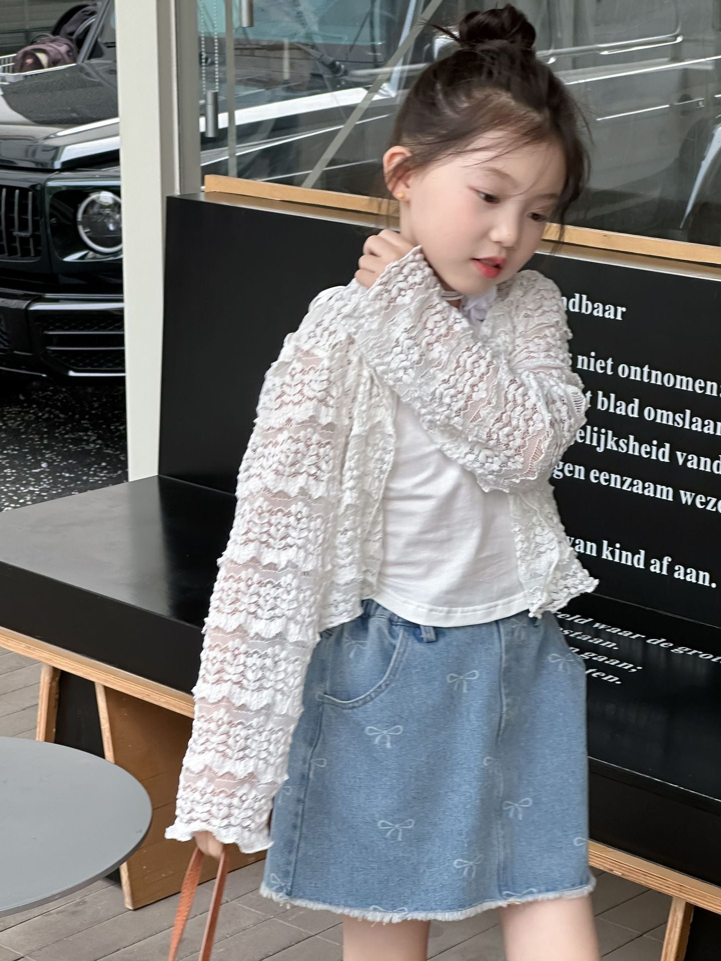 CJ4968夏季女童蕾絲純色防曬外套2024.06.11