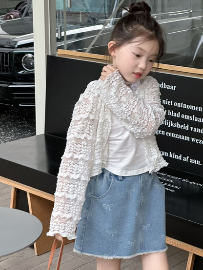 CJ4968夏季女童蕾絲純色防曬外套2024.06.11