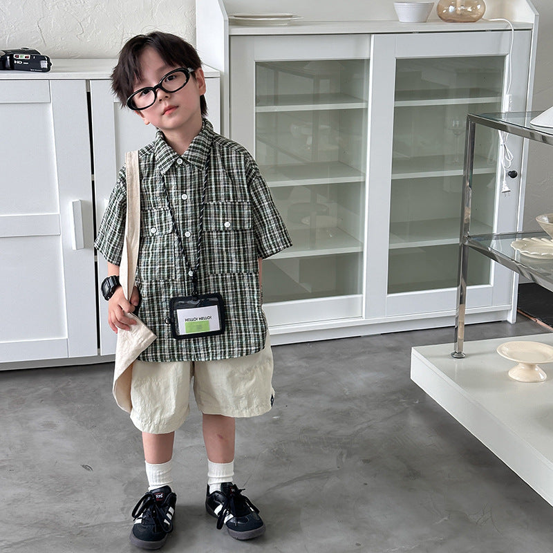 EK0892夏季男女童寬松速乾冰絲凉感水洗工裝短褲2024.07.09