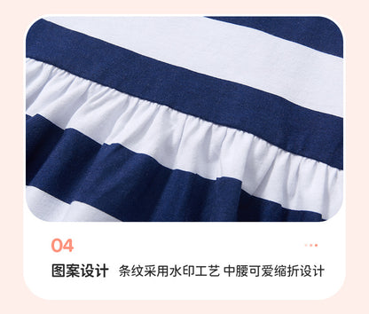 AM1837夏季條紋短袖純棉公主裙2024.03.05