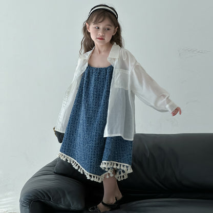 CA4871夏季女童愛心刺繡口袋防曬襯衫2024.04.09