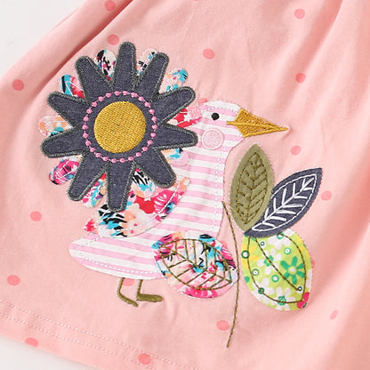 BF9315歐美刺繡印花短袖圓領兒童公主裙2024.02.23