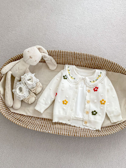 DF6001春秋季嬰幼兒毛衣手工勾花針織開衫2024.02.27