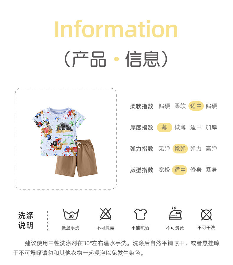 BN9574夏季歐美中小童休閒圓領短袖小男孩兩件套2024.05.31