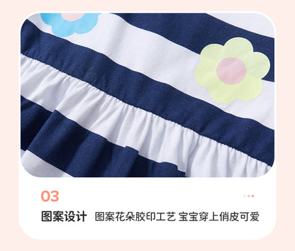 AM1837夏季條紋短袖純棉公主裙2024.03.05