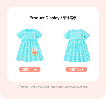 AM1808夏季冰淇淋卡通印花短袖連衣裙2024.03.05