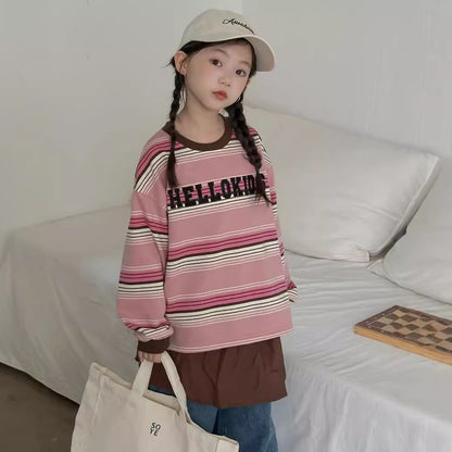 CA4658秋季女童彩條字母繡花休閒衛衣2024.08.06