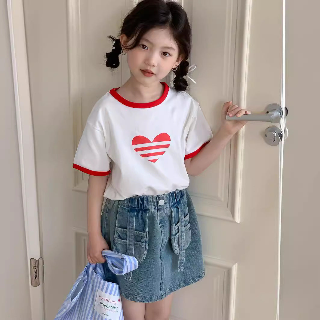 CJ4300夏季中大女童愛心短袖t恤2024.06.28
