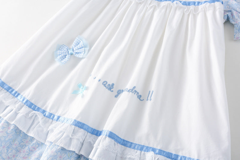 AN1694夏季女童法式氣質蕾絲泡泡袖公主裙2024.05.03
