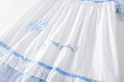 AN1694夏季女童法式氣質蕾絲泡泡袖公主裙2024.05.03