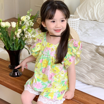 AA1461甜美花朵短袖兩件套2023.04.28