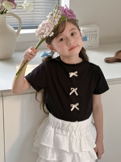 CA4903韓版夏季女童蝴蝶結短袖T恤2024.04.09