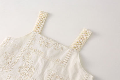 AJ1707夏季女童刺繡吊帶衫甜美半身裙兩件套套裝2024.06.07